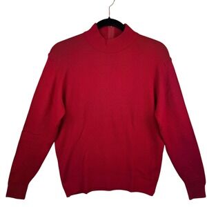 Pendleton Sweater Medium Red Mock Neck 100% Virgin Wool Made USA Quarter Zip
